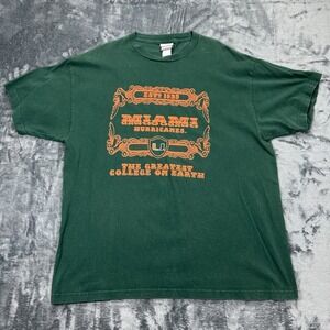 VTG Foot Locker Exclusive Miami Hurricanes The U Men's XL Green Orange T Shirt